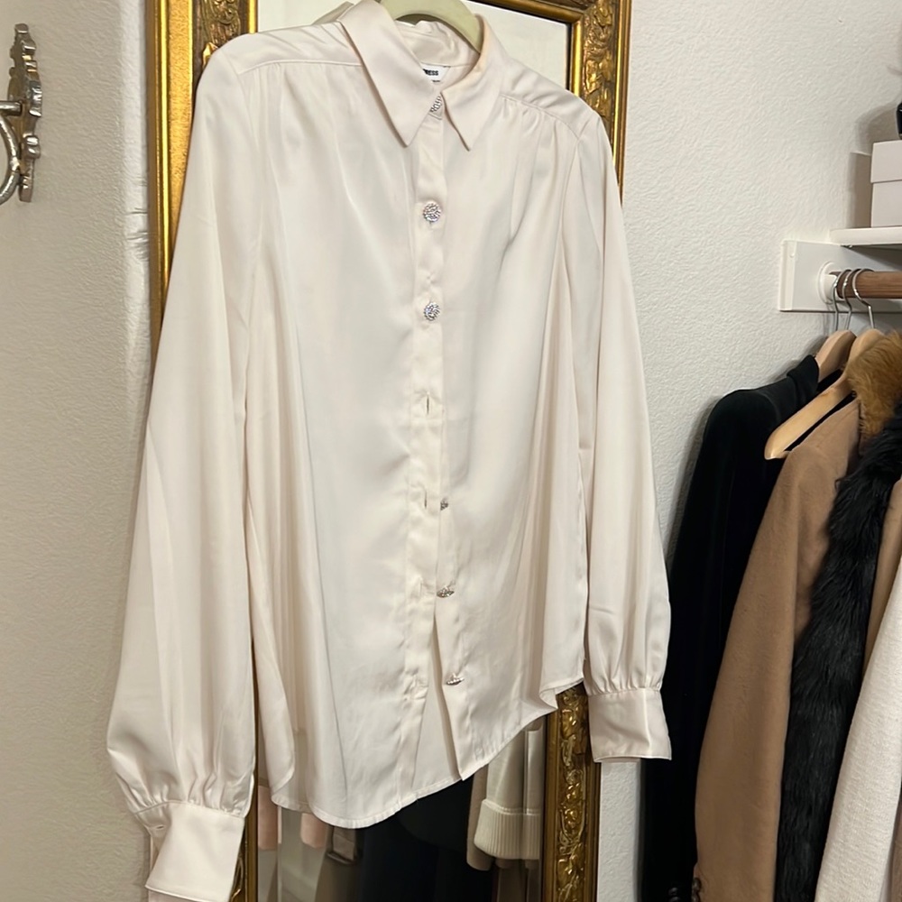 Satin Blouse with diamond bottoms